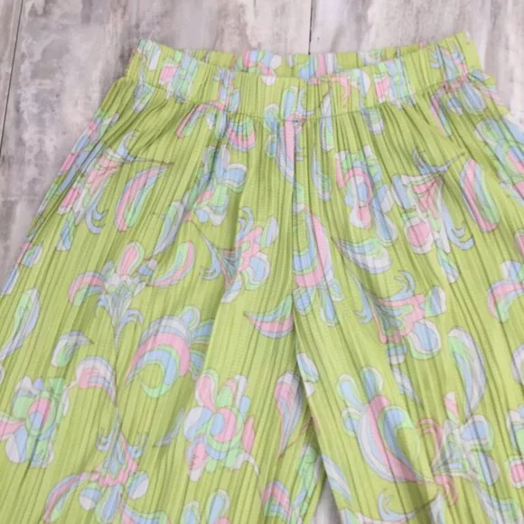 Zara Lime Green Pleated Wide Leg Pant m - Picture 5 of 13